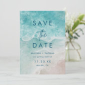 Summer Ocean Blue Beach Elegance Save the Date (Stehend Vorderseite)
