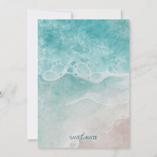 Summer Ocean Blue Beach Elegance Save the Date (Rückseite)