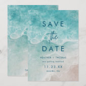 Summer Ocean Blue Beach Elegance Save the Date (Vorne/Hinten)