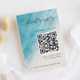 Summer Ocean Watercolor Beach Wedding RSVP Card