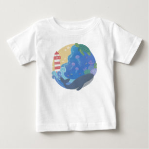Summer Ocean Whale Turtle & Lighthouse Baby T-shirt