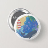Summer Ocean Whale Turtle & Lighthouse Button (Vorne & Hinten)