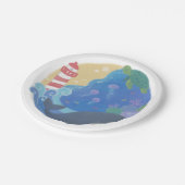 Summer Ocean Whale Turtle & Lighthouse Pappteller (Schrägansicht)
