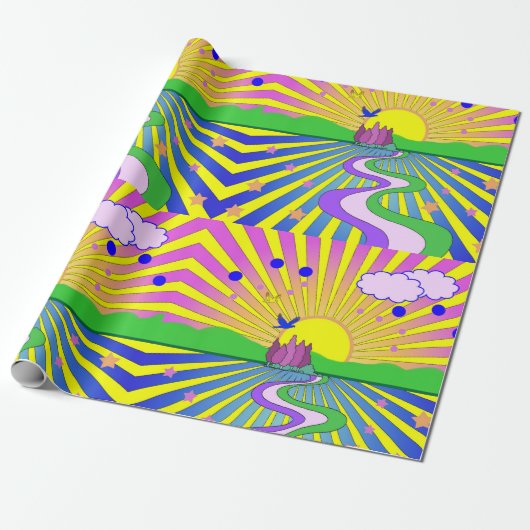 Summer of Liebe Psychedelic Sixties Sunburst   Geschenkpapier (Ungerollt)