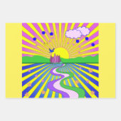 Summer of Liebe Psychedelic Sixties Sunburst Geschenkpapier Set (Vorderseite)