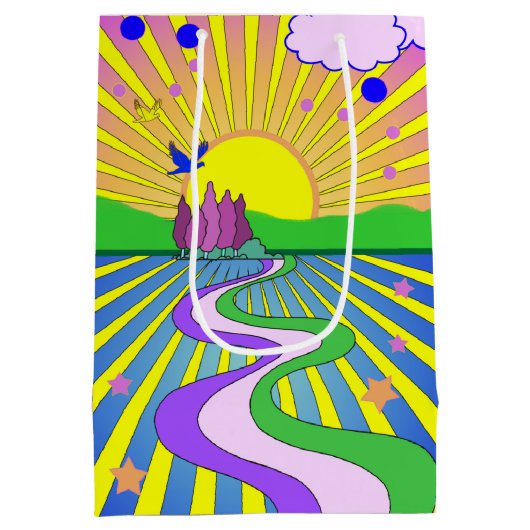 Summer of Liebe Psychedelic Sixties Sunburst   Mittlere Geschenktüte (Rückseite)