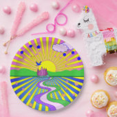 Summer of Liebe Psychedelic Sixties Sunburst Pappteller (Party)