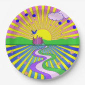 Summer of Liebe Psychedelic Sixties Sunburst Pappteller (Vorderseite)