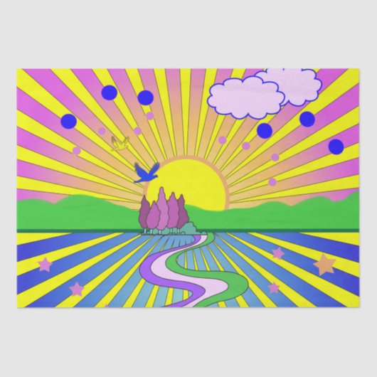 Summer of Liebe Psychedelic Sixties Sunburst Seidenpapier (Vorderseite)