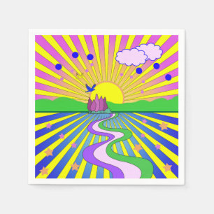 Summer of Liebe Psychedelic Sixties Sunburst Serviette