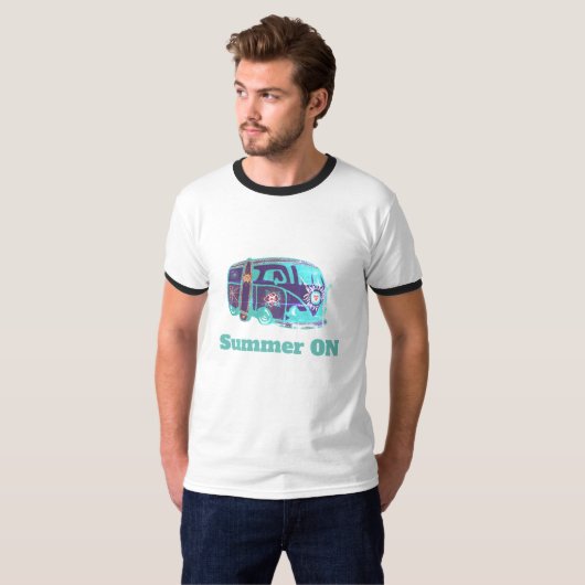 Summer on HippieVan Men's Basic Ringer T - Shirt, T-Shirt (Vorne ganz)