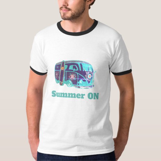 Summer on HippieVan Men's Basic Ringer T - Shirt, T-Shirt (Vorderseite)
