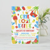 Summer One Cool Dude 1st Birthday Invitation Einladung (Stehend Vorderseite)
