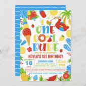 Summer One Cool Dude 1st Birthday Invitation Einladung (Vorne/Hinten)