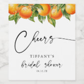 Summer Orange Citrus Cheers Brautparty Weinetikett (Einzelnes Label)