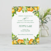 Summer Orange Citrus Fruit Wedding Invitation  Einladung (Stehend Vorderseite)