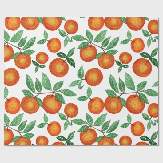 Summer Orange Citrus Wasserfarbe Fruchtmuster Geschenkpapier (Flach)