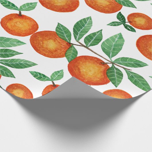 Summer Orange Citrus Wasserfarbe Fruchtmuster Geschenkpapier (Ecke)