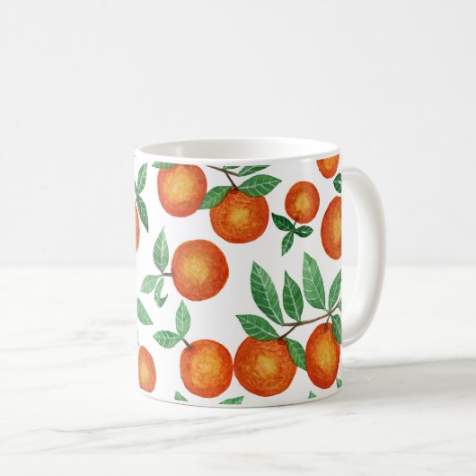 Summer Orange Citrus Wasserfarbe Fruchtmuster Kaffeetasse (VorderseiteRechts)