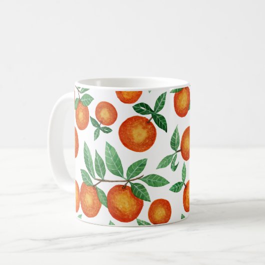 Summer Orange Citrus Wasserfarbe Fruchtmuster Kaffeetasse (Vorderseite Links)