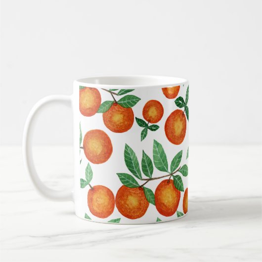 Summer Orange Citrus Wasserfarbe Fruchtmuster Kaffeetasse (Links)