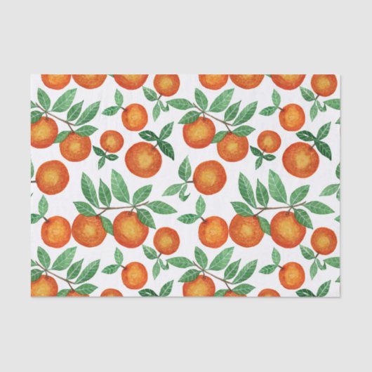 Summer Orange Citrus Wasserfarbe Fruchtmuster Seidenpapier (Vorderseite)