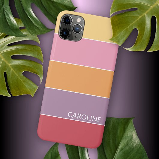 Summer Orange Coral Pink Peach Lila Stripes iPhone Hülle