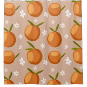 Summer Orange Frucht kleine weiße Blume Muster Duschvorhang (Vorderseite)