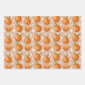 Summer Orange Frucht kleine weiße Blume Muster Geschenkpapier Set (Vorderseite 3)