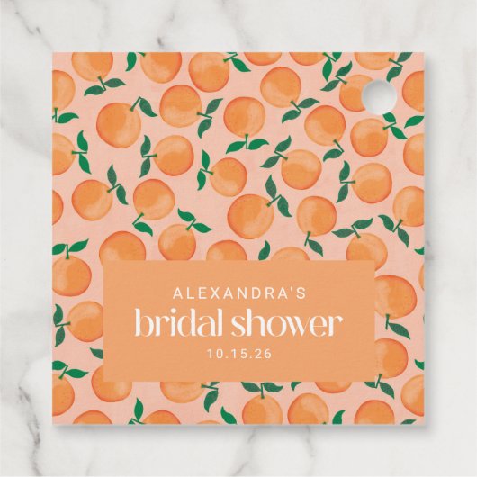 Summer Orange Fruchtrosa Brautparty Custom Geschenkanhänger (Rückseite)