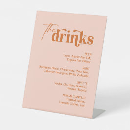 Summer Orange Peach Drink Menü Hochzeit Bar Sockelschild