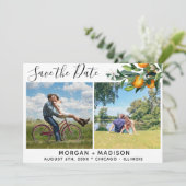 Summer Orange Save the Date Foto Ankündigung (Stehend Vorderseite)