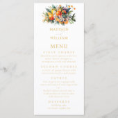 Summer Orange Wedding Personalisierte Menu Menükarte (Vorderseite)