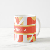 Summer Orange White Monogram Personalisiert Kaffeetasse (VorderseiteRechts)