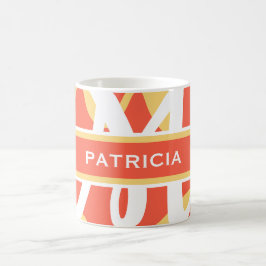 Summer Orange White Monogram Personalisiert Kaffeetasse