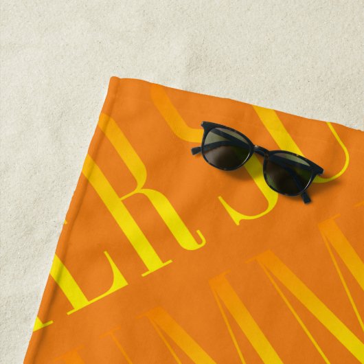 Summer Orange Yellow Individuelle Name Mit Monogra Strandtuch (Beispiel)