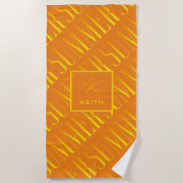 Summer Orange Yellow Individuelle Name Mit Monogra Strandtuch