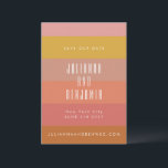 Summer Orange Yellow Stripes Modern geometrisch Save The Date<br><div class="desc">Sommerorange Gelbe Streifen Moderne geometrische Hochzeit retten Datum</div>