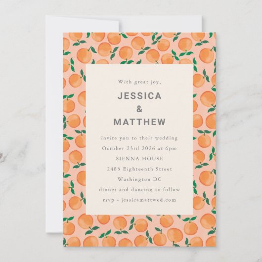 Summer Orangen Fruchtwasser Boho Hochzeit Einladung (Vorderseite)