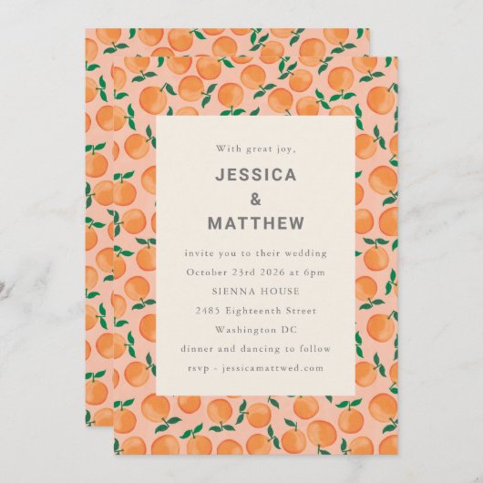 Summer Orangen Fruchtwasser Boho Hochzeit Einladung (Vorne/Hinten)