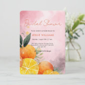 Summer Oranges Bridal Shower invitation Einladung (Stehend Vorderseite)
