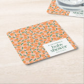 Summer Oranges Fruit Pink Baby Shower Custom Rechteckiger Pappuntersetzer (angewinkelt)