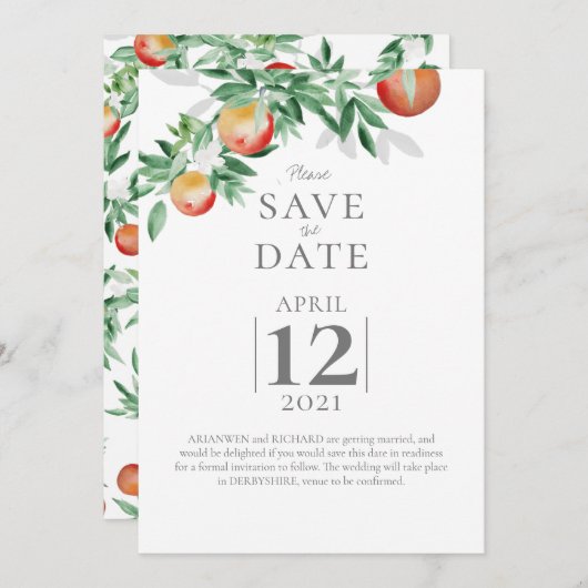 Summer Orchard Save the Date Einladung (Vorne/Hinten)