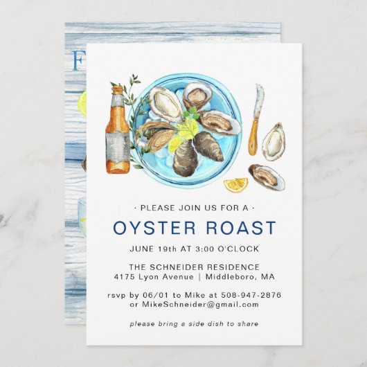 Summer Oyster Roast | Meeresfrüchte-Backkost Einladung (Vorne/Hinten)