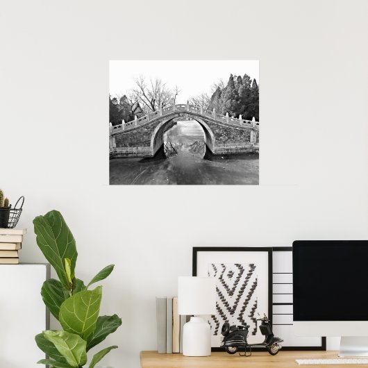 Summer Palace Bridge B&W Poster (Heimbüro)