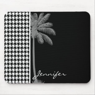 Summer Palm Black Hahnentrittmuster Mousepad