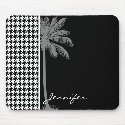 Summer Palm Black Hahnentrittmuster Mousepad (Vorne)