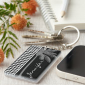 Summer Palm Black Hahnentrittmuster Schlüsselanhänger (Vorderseite rechts)