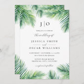 Summer Palm Botanische tropische Hochzeit in Urlau Einladung (Vorne/Hinten)