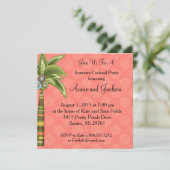 Summer Palm Tree Cocktail Party Einladung Peachy (Stehend Vorderseite)